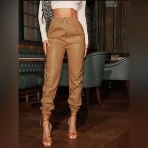 Knot waist PU Leather Pants